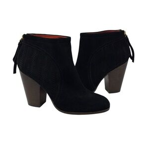 Coach Honey Ankle Boots Women Suede Leather Black Perforated Zip Size 10 B